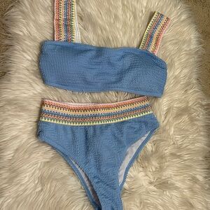 Blue ribbed women’s bikini
